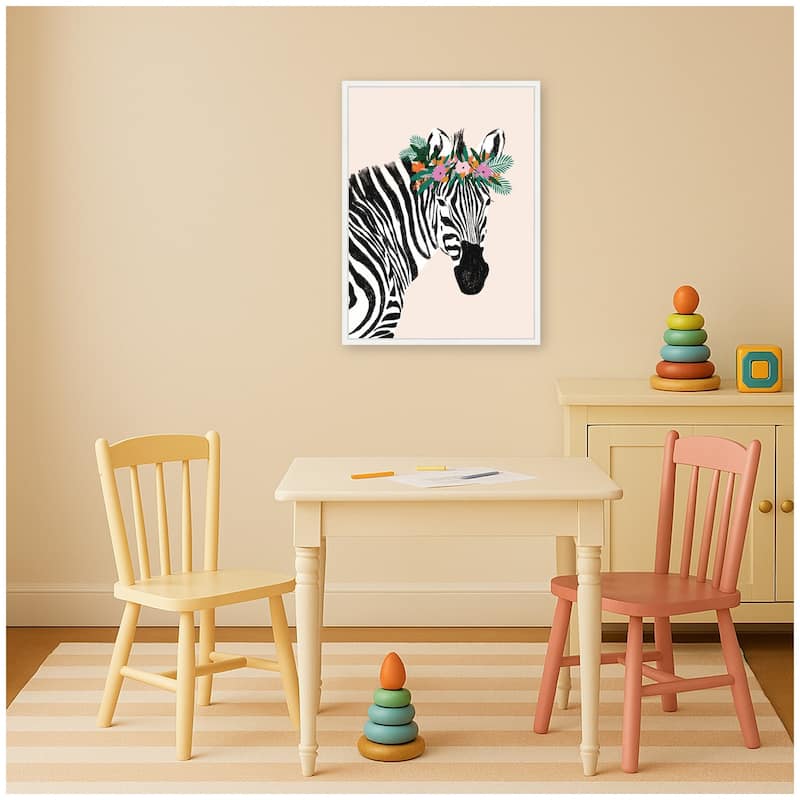 Kate and Laurel Darling Zebra by Aislinn Simmonds Duchess Plum Framed Canvas Wall Art Print