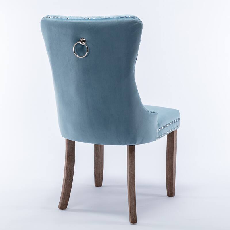 Set of 2 Modern High-End Tufted Solid Wood Upholstered Dining Chair with Nailhead Trim