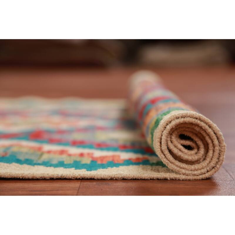 Kilim Runner Rug Flatweave Oriental Wool Carpet - 2'10" x 12'9"