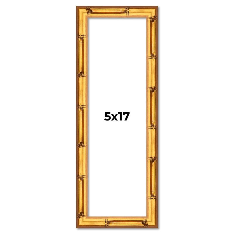 5x17 Frame Gold Bamboo Picture Frame Modern Photo Frame Includes UV Acrylic Shatter Guard Front Acid Free Foam Backing Board