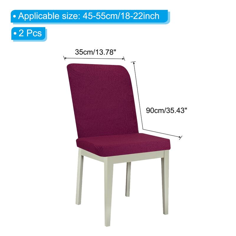 2 Pack Chair Seat Covers Rectangle Stretch Dining Covers for Home - Purple Red