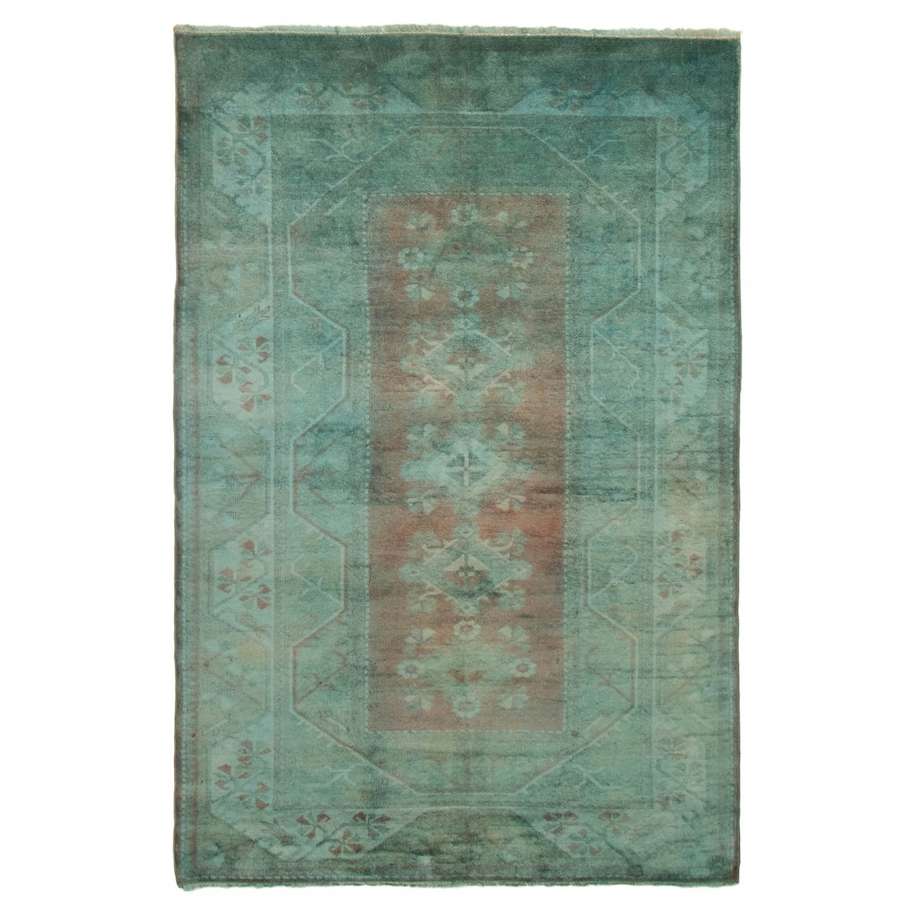 ECARPETGALLERY Hand-knotted Color Transition Teal Wool Rug - 5'4 x 8'1