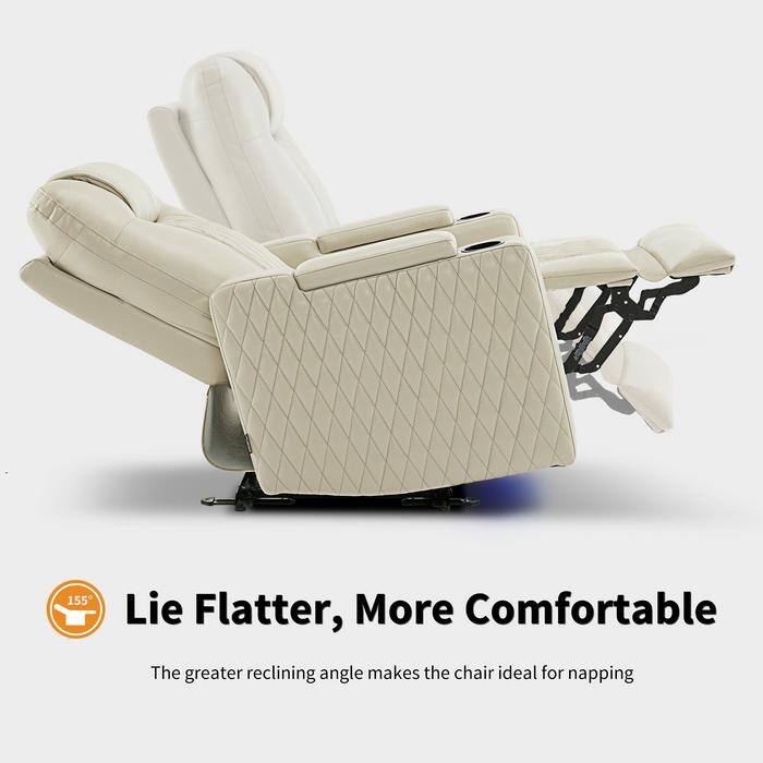 MCombo Power Recliner Chair with Adjustable Headrest, USB & Type C Port, LED Light HTS401
