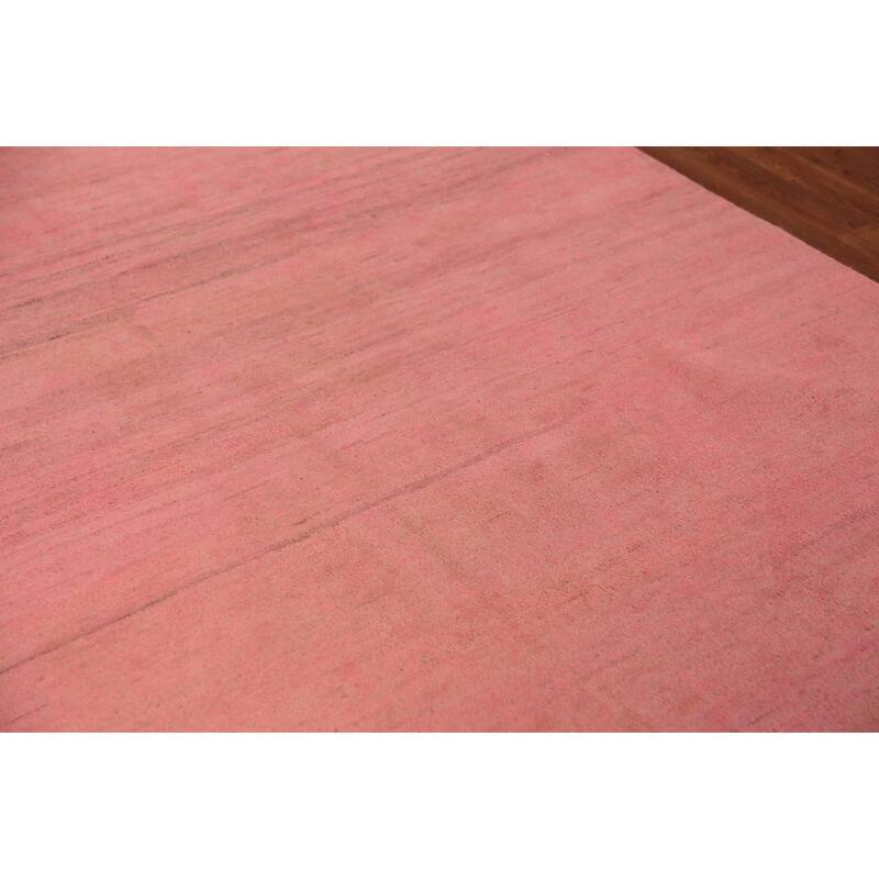 Pink Modern Gabbeh Oriental Area Rug Hand-Knotted Wool Carpet - 6'4" x 9'7"
