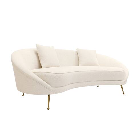 Pasargad Home Luna Upholstered Curved Sofa with 2 Pillows - W87"x D 40" x H 31.5"