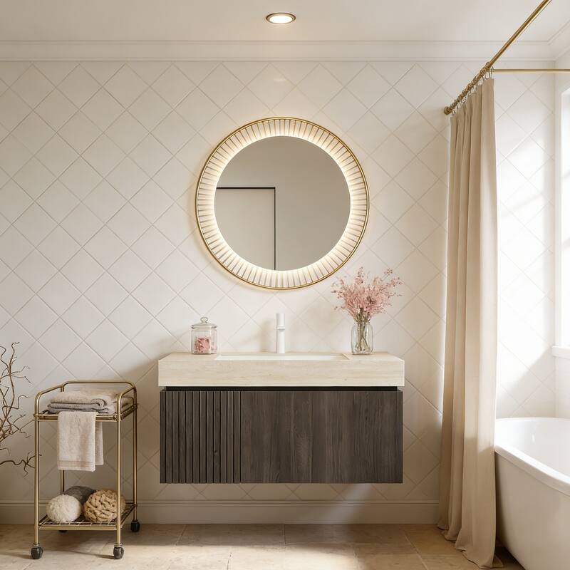 Mondern Floating Bathroom Vanity with 1 Pre-drilled Faucet Holes - 36 - Espresso