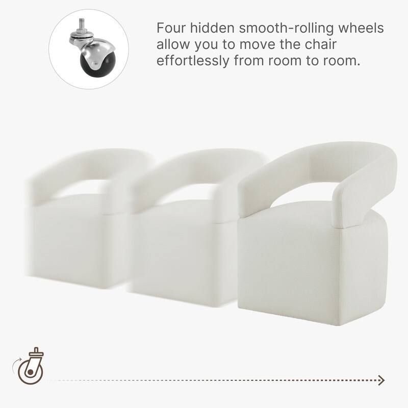 Spruce & Spring Parker Modern Mobile Dining Chair with Casters & Open Back