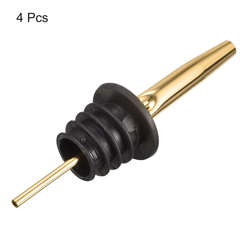 4pcs Stainless Steel Liquor Pourer Wine Bottle Pour Spout Stopper Gold