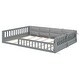 preview thumbnail 21 of 24, Wood Full Size Upholstered Platform Bed with Guardrail and Pillow