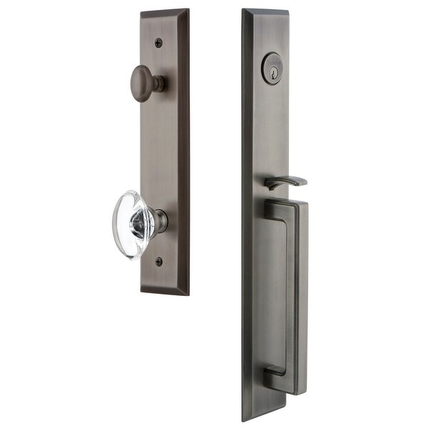 Grandeur FAVDGRPRO_ESETD_NA Fifth Avenue Solid Brass Rose Dummy Full Plate "D" Grip Handleset with Provence Crystal Knob
