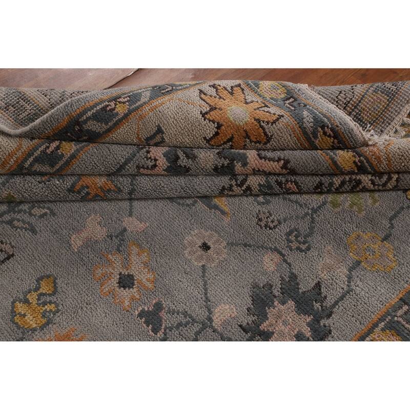 Gray Oushak Indian Area Rug Hand-Knotted Wool Carpet - 7'9"x 10'0"