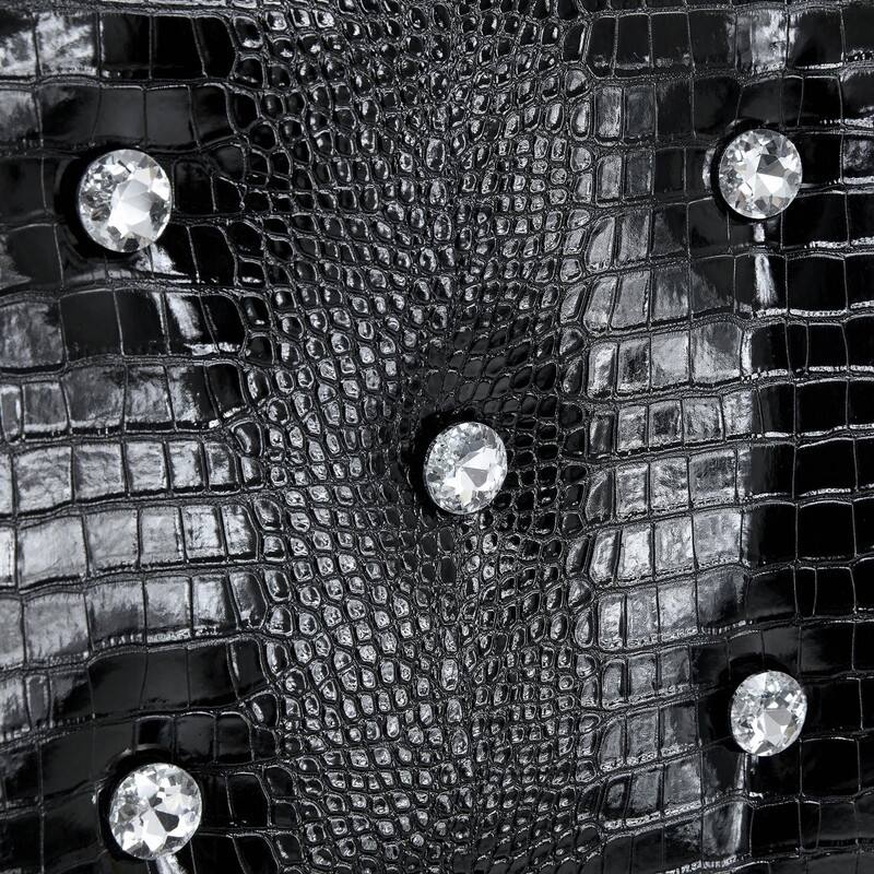 Set of 2 Retro Alligator Skin Upholstered Dining Chairs with Crystal Buckle Design & Faux Leather