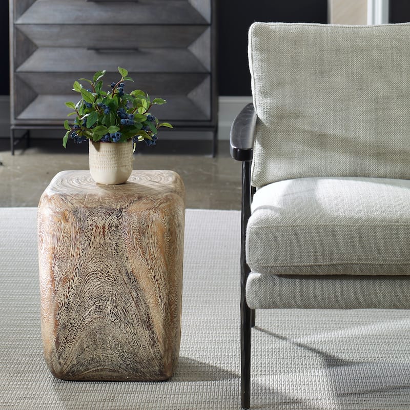 Weathered Style Wooden Accent Stool - 18" - Brown