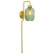 preview thumbnail 1 of 11, Adrienne River of Goods Green Glass and Metal Retro Wall Sconce - 5.375" x 8.625" x 32.25" 5.375" x 8.625" x 32.25" - Green/Gold