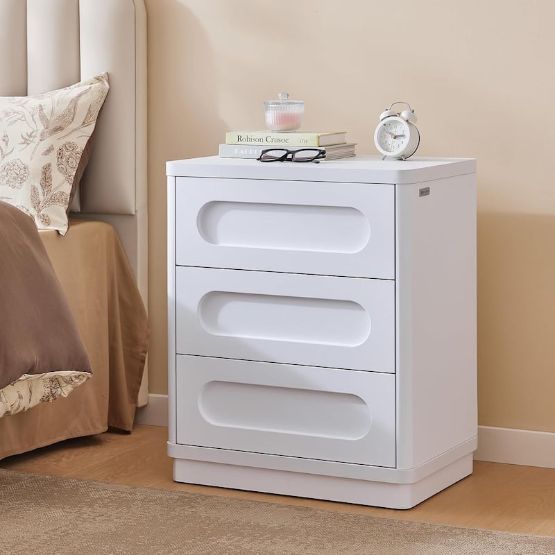 Bedroom Nightstand 3 Drawers 21.7''Wx15.8''Large Night Stand - White