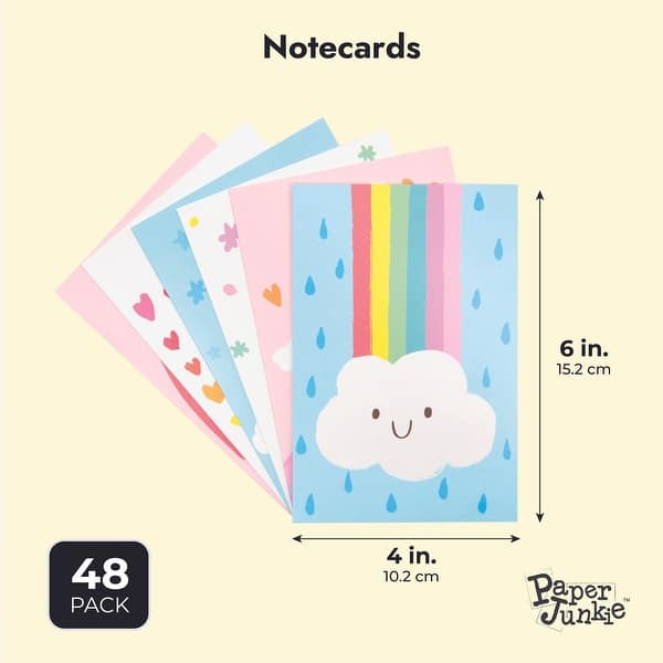 48 Pack Rainbow Thank You Cards with Envelopes, Blank 4x6 Greeting Notecards