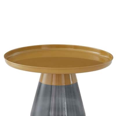 24" Matte Gold Tray Top Aeryn Nesting Table with Smoky Gray Glass Base - 24x17