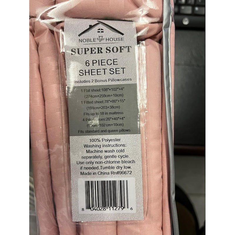 FAITH, HOPE, LOVE HOME DÉCOR 6 Piece Queen Stripe Sheet Set includes 1 Flat Sheet 1 Fitted Sheet 4 pillow cases-Blush