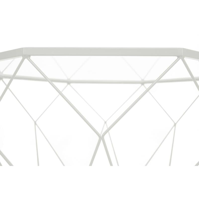 Malibu 22" Modern Octagon Center Coffee Table with Tempered Glass Table top & Sturdy Metal Geometric Base for Living Room Office