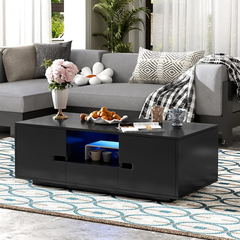 Rectangle LED Coffee Table with 16 Color LED Lights-47x23''