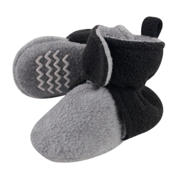 slide 1 of 1, Hudson Baby Baby Cozy Fleece Booties, Black Heather Gray 0-6 Months - Black Heather Gray