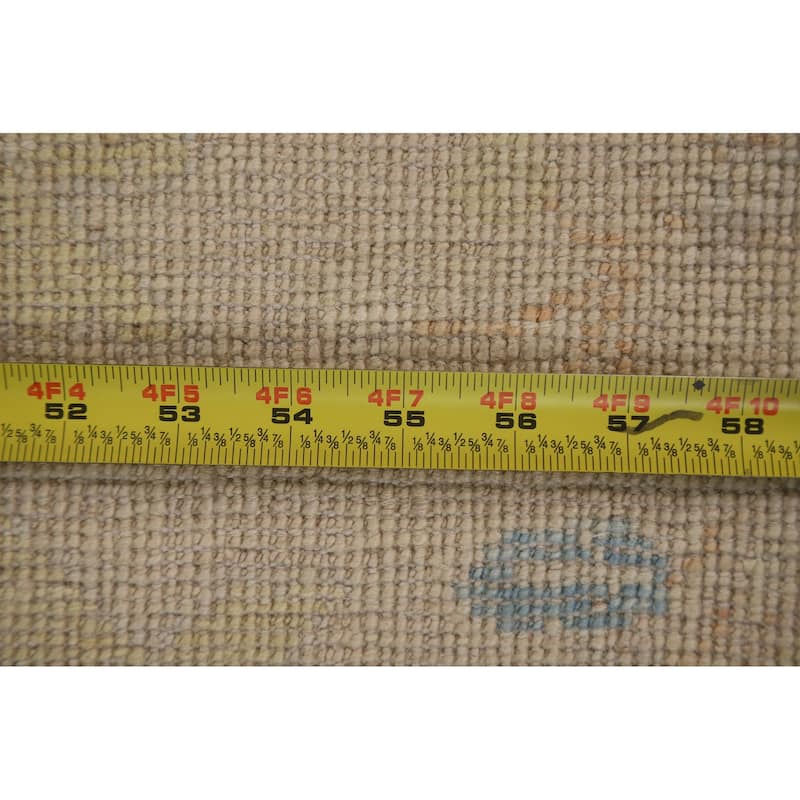 Muted Geometric Art Deco Oriental Area Rug Hand-knotted Wool Carpet - 3'10" x 4'11"