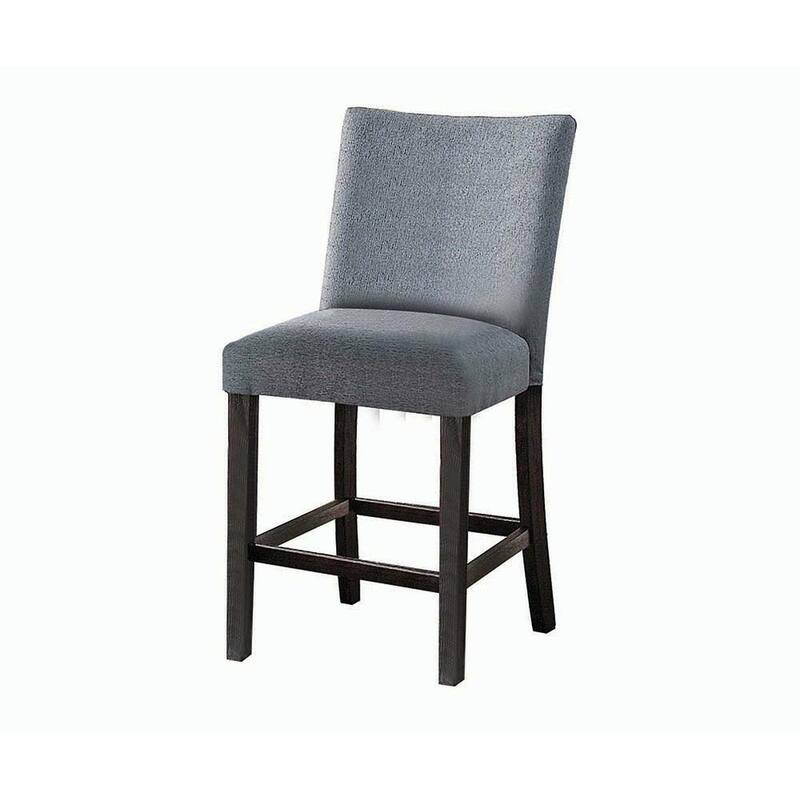 HomeRoots Set of Two 25" Gray and Espresso Fabric and Solid Wood Counter Height Bar Chairs