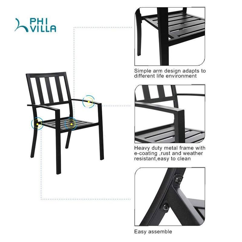 MAISON ARTS 3-Piece Umbrella Base Table & 2 Stackable Chairs Patio Bistro Set
