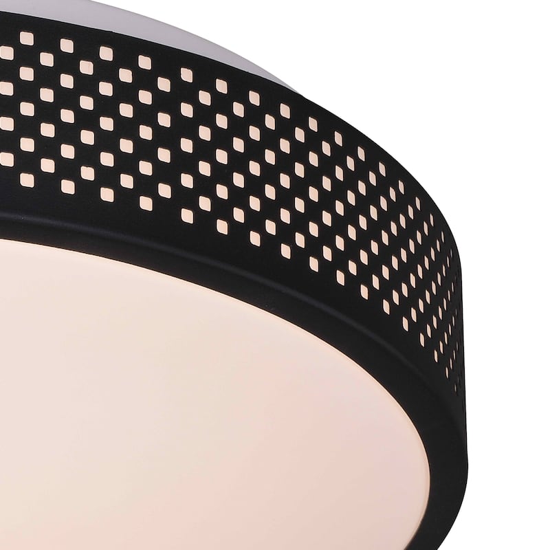 Anson 13.5-in W Integrated LED Black Mesh Flush Mount Ceiling Light Fixture White Shade - 13.5-in W x 4-in H x 13.5-in D