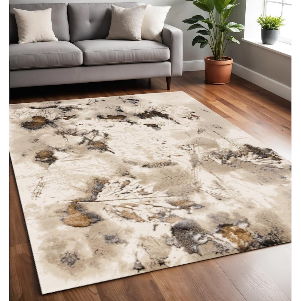 HomeRoots Abstract Modern Rectangle Area Rug - 5' X 8'