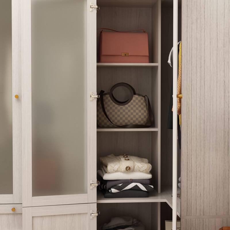 Combo Large Frosted Glass Closet: Versatile Wardrobe Options Armoires
