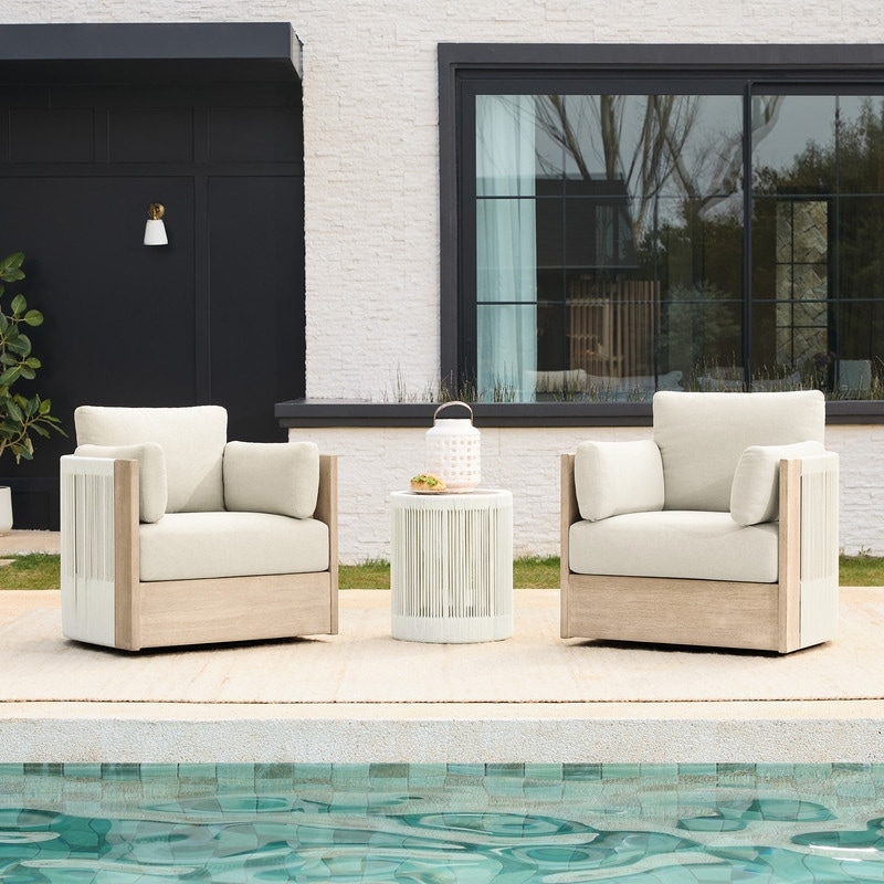 Spruce & Spring Khloe 3-Piece Outdoor Wood Patio Furniture Conversation Sets