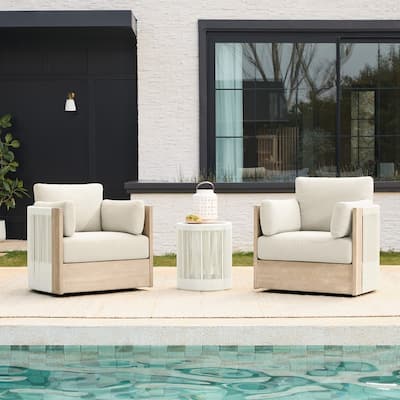 Khloe Outdoor Wood Patio Furniture Swivel Chair