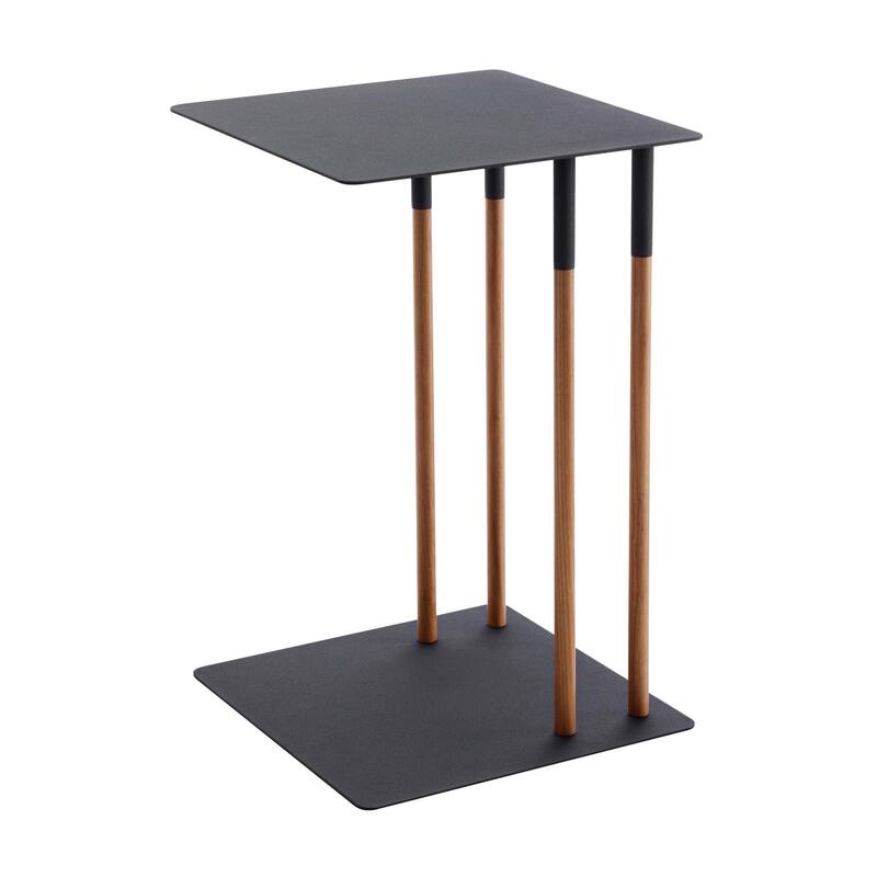 Yamazaki Home C Side Table, Steel, Holds 11 lbs - L 13.78 x W 13.78 x H 21.65 inches - Black