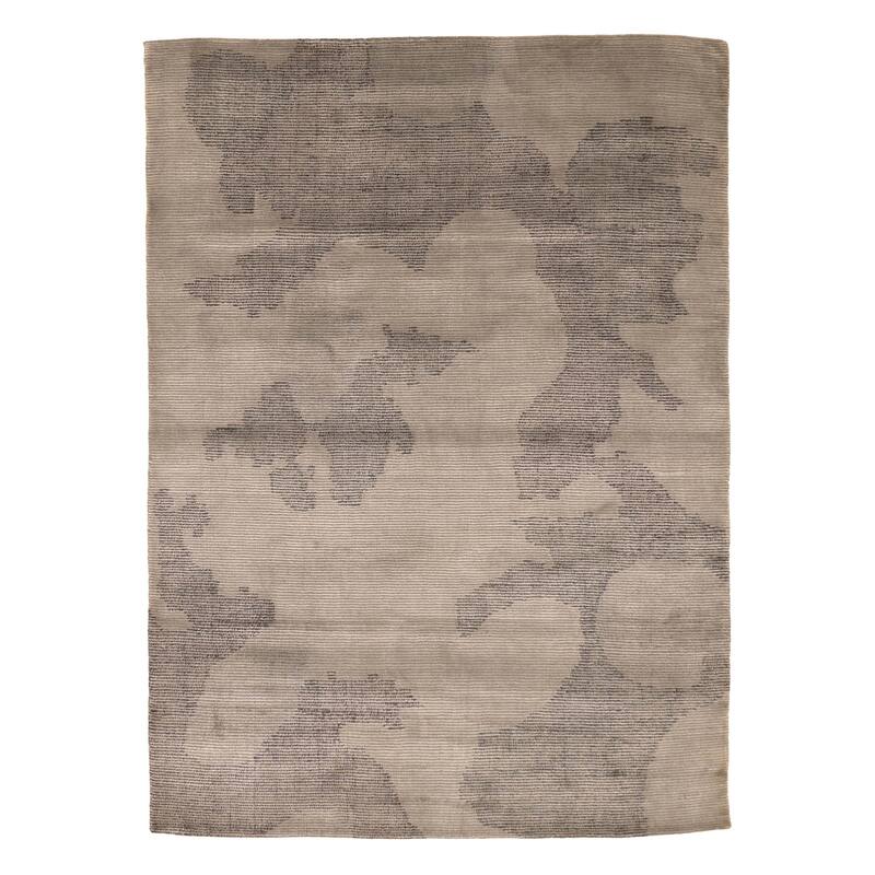 ECARPETGALLERY Hand Loomed Loreto Olive Viscose, Wool Rug - 5'3 x 7'4