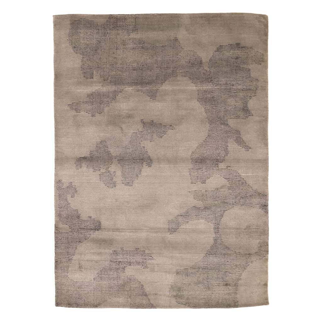 ECARPETGALLERY Hand Loomed Loreto Olive Viscose, Wool Rug - 5'3 x 7'4