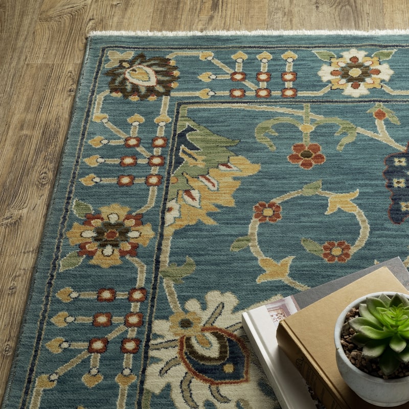 Style Haven Federica Floral Oriental Fringe Edge Area Rug
