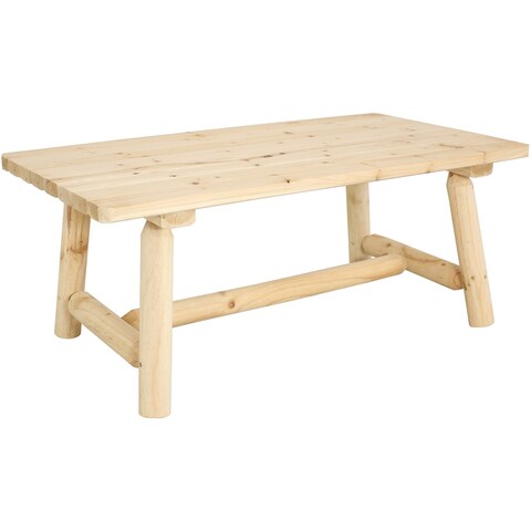 Sunnydaze Rustic Unfinished Fir Wood Coffee Table - Cabin Furniture - 41-Inch