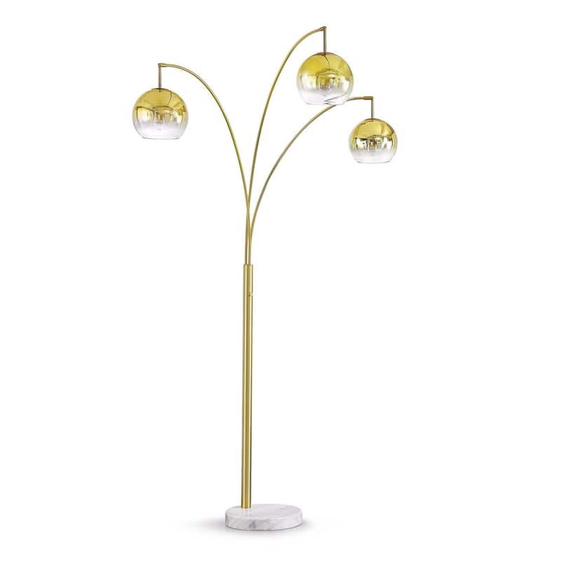 Metro 84"H Glass Globe 3-Light LED Dimmable Arch Floor Lamp with LED Vintage Bulbs