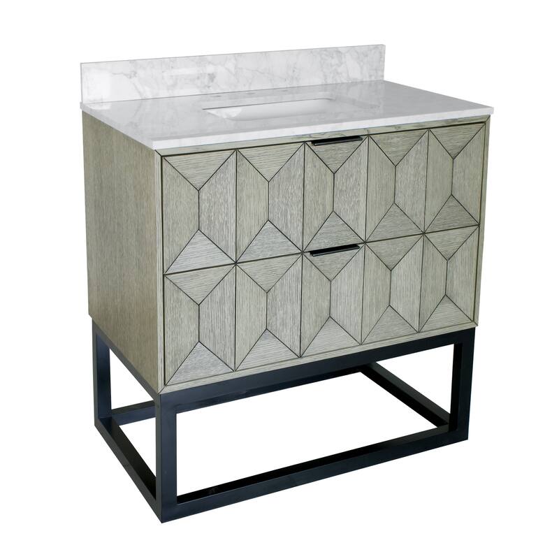 KitchenBathCollection Henley 36" Bathroom Vanity with Carrara Marble Top