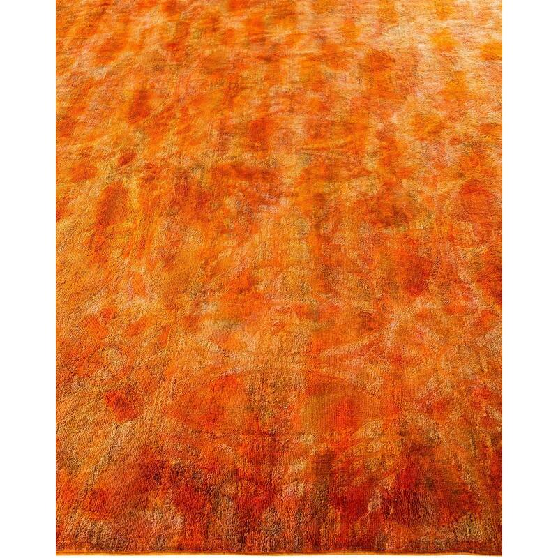 Overton Hand Knotted Wool Vintage Inspired Modern Contemporary Overdyed Orange Area Rug - 6' 1" x 12' 3"