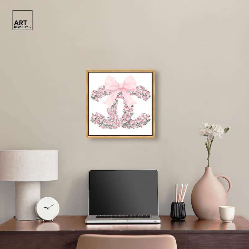 Makes Me Wonder Pink Bow Canvas by Art Remedy