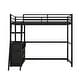 preview thumbnail 10 of 25, Twin Size Loft Kids Bed Frame with Desk, Shelves & Two Built-in Drawers, Black