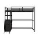 preview thumbnail 10 of 26, Twin Size Metal&Wood Loft Bed with Desk and Shelves, Two Built-in Drawers
