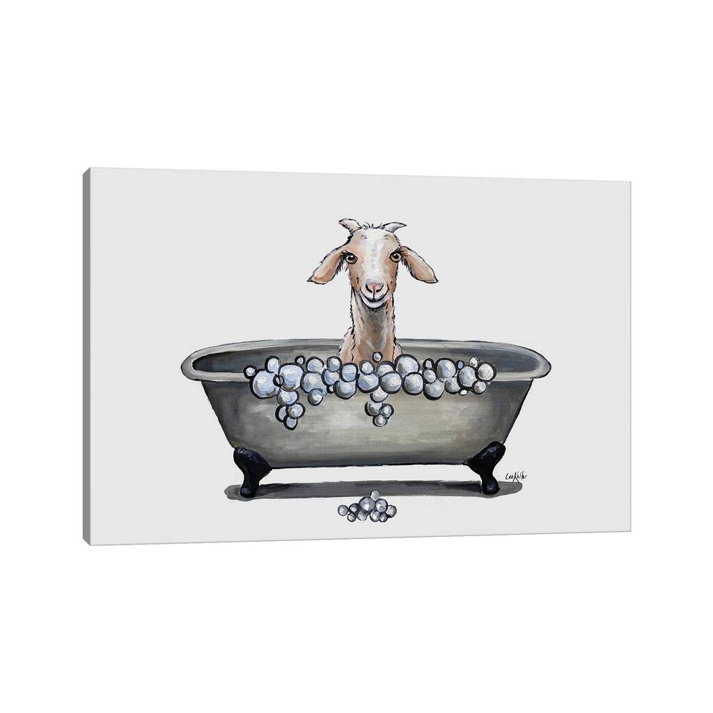 iCanvas "Goat In Bathtub, 'Shyla' The Goat Bathroom Art" by Hippie Hound Studios Canvas Print