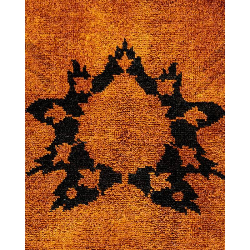 Overton Hand Knotted Wool Vintage Inspired Modern Contemporary Overdyed Yellow Area Rug - 8' 10" x 11' 10"
