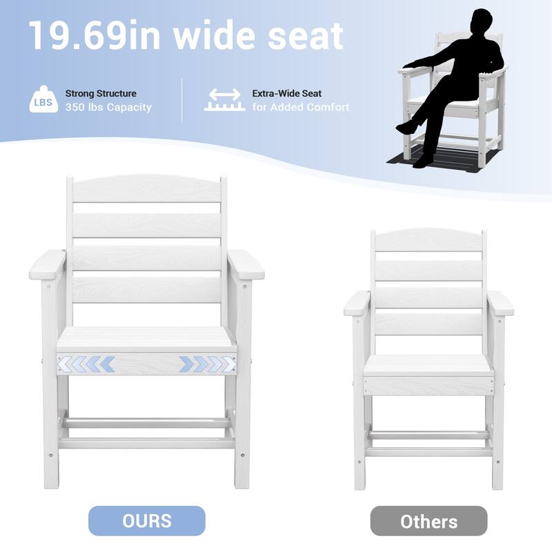 6-Piece HDPE Outdoor Dining Table Sets with Umbrella Hole - 1-Table 4-Chairs-1-Bench