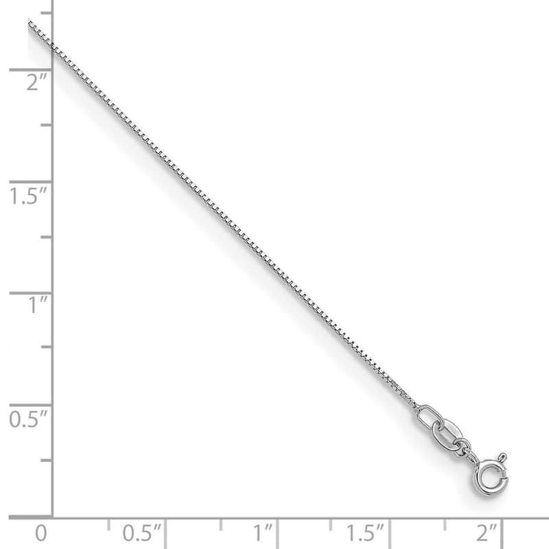 Curata Italian 14k White Gold 0.7mm Box Chain Necklace For Women (Spring Ring)