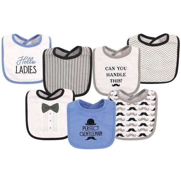 slide 1 of 1, Hudson Baby Infant Boy Cotton Bibs 7pk, Gentlemen, One Size - Gentlemen - One Size One Size - Gentlemen