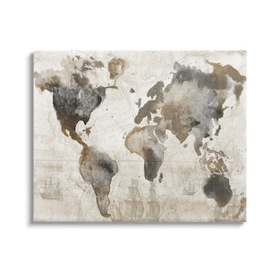 Stupell Vintage Rustic World Map Canvas Wall Art by Conrad Knutsen